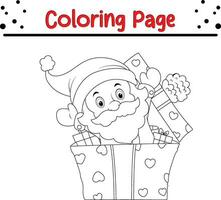 Happy Santa Claus coloring page. Cute Christmas coloring book for kids. vector