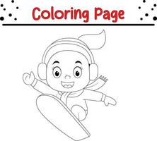 Happy Christmas little kids coloring page. Winter coloring book for children vector