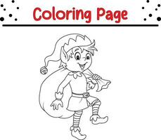 duende navideño para colorear para niños vector