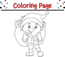 Happy Christmas little kids coloring page. Winter coloring book for children vector