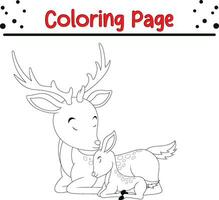 Happy Christmas Animal coloring book page for kids vector