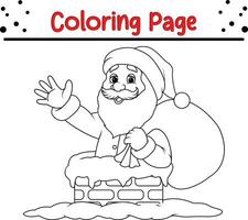 Happy Santa Claus coloring page. Cute Christmas coloring book for kids. vector