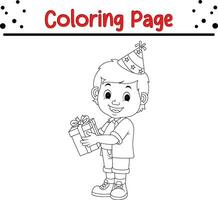 Happy Christmas little kids coloring page. Winter coloring book for children vector