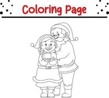 Happy Santa Claus coloring page. Cute Christmas coloring book for kids. vector