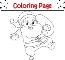 Happy Santa Claus coloring page. Cute Christmas coloring book for kids. vector