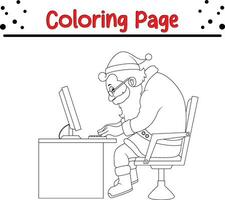 Happy Santa Claus coloring page. Cute Christmas coloring book for kids. vector