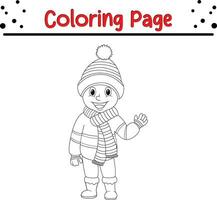 Happy Christmas little kids coloring page. Winter coloring book for children vector