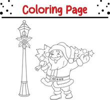 Happy Santa coloring page. Christmas coloring book for children. vector