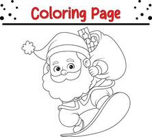 Happy Santa Claus coloring page. Cute Christmas coloring book for kids. vector