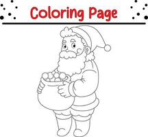 Happy Santa Claus coloring page. Cute Christmas coloring book for kids. vector