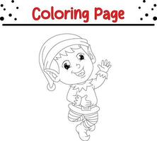 duende navideño para colorear para niños vector