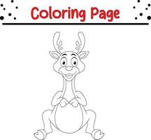 Deer coloring page. Happy Christmas coloring book for  children. vector