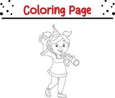 Happy Christmas little kids coloring page. Winter coloring book for children vector