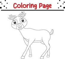 Deer coloring page. Happy Christmas coloring book for  children. vector