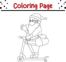 Happy Santa Claus coloring page. Cute Christmas coloring book for kids. vector