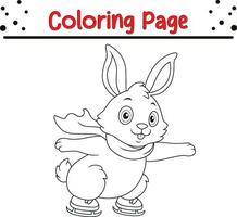 Happy Christmas animal coloring page. Black and white vector illustration for coloring book