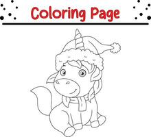 Happy Christmas Animal coloring book page for kids vector