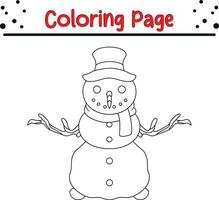 Cute snowman coloring page. Happy Christmas Animal coloring book. vector