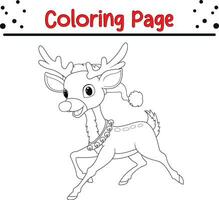 Cute Deer coloring page. Happy Christmas coloring book for  children. vector