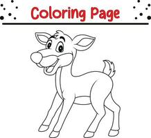 Happy Christmas animal coloring page. Black and white vector illustration for coloring book