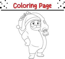 Happy Christmas coloring page. Black and white vector illustration for coloring book