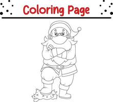 Happy Santa Claus coloring page. Cute Christmas coloring book for kids. vector