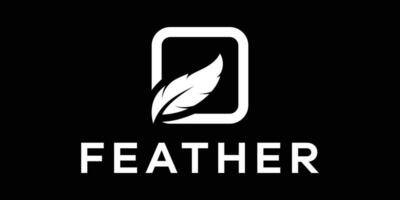 logo feather in box logo design icon vector illustration