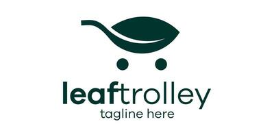 trolley and leaf logo design icon vector illustration