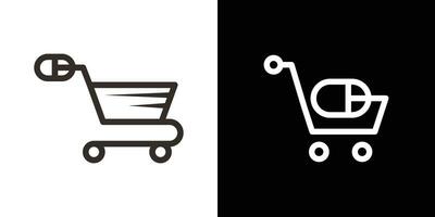 online market trolley logo design icon vector illustration