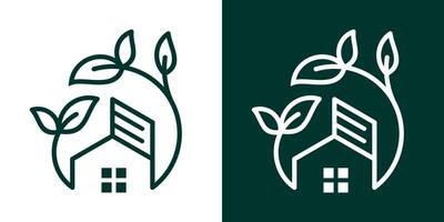 green house logo line design icon vector illustration