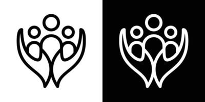 health care people and hand logo design line  icon vector illustration