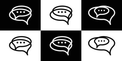 brain and chat talk logo design line icon vector illustration