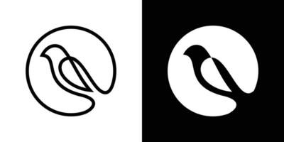 bird design in circle logo line icon vector illustration