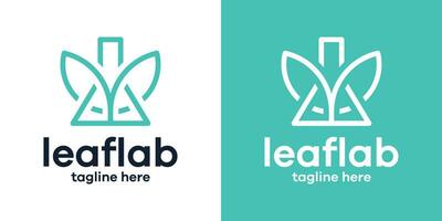 leaf and lab logo design icon vector illustration