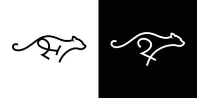 panther logo design line icon vector illustration