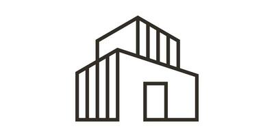 edificio logo diseño línea icono vector ilustración