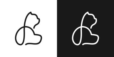 creativo logo línea perro y gato diseño icono vector ilustración