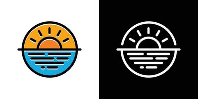 creative line sunrise logo icon vector illustration