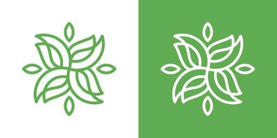 flower and leaf logo design abstract line icon vector illustration