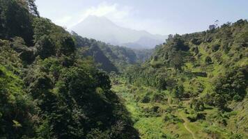 aéreo de Valle en merapi montaña Indonesia video