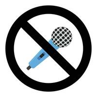 No micrófono símbolo. firmar prohibición micrófono, detener voz en micrófono, no karaoke vector ilustración