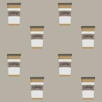 Take away pattern coffee cup seamless. Drink espresso and hot beverage, takeaway coffe latte. Vector illustration