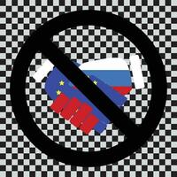 Ban cooperation between Russia and Euro Union. Vector illustration