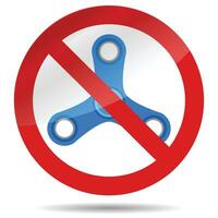 Ban spinner symbol. Ban and prohibited fidget spiner, no spinner rotation. Vector illustration