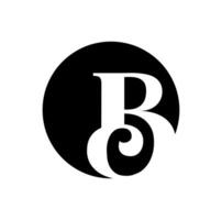 B typography monogram with black round. vector