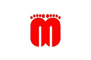 M letter with Lord laxmi footprints in red color. vector