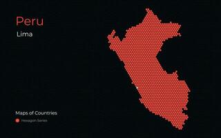 Perú, lima creativo vector mapa. mapas de países. sur America. hexágono serie.
