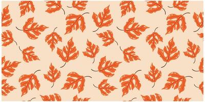 Bright seamless autumn orange leaf pattern. vector