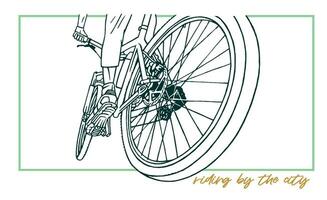 Vector illustration related to sport and the habit of cycling. Art in simple lines for printing on t-shirts, posters and etc...