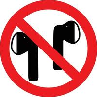 No Headphones icon. Not allow Earphones symbol. No earbuds allowed sign. flat style. vector